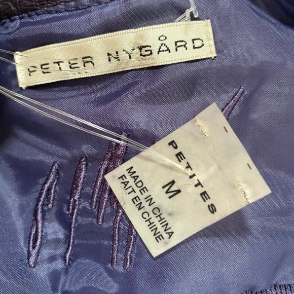 Peter Nygard Zip Jacket Sz MP Purple Leather 92% Nylon Back Style# 3U080788 - Picture 6 of 12